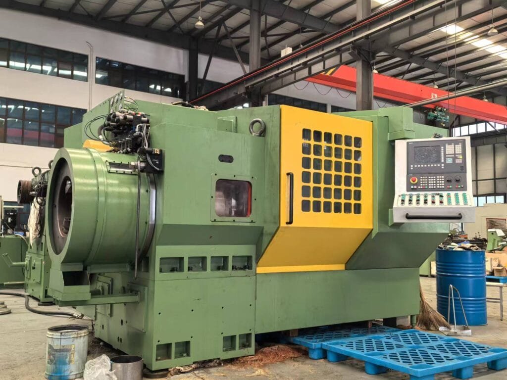 cnc pipe threading machine on workshop 